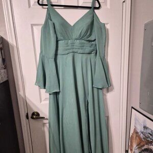 Sage Green Cold-Shoulder Maxi Dress – Size Large, Worn Once